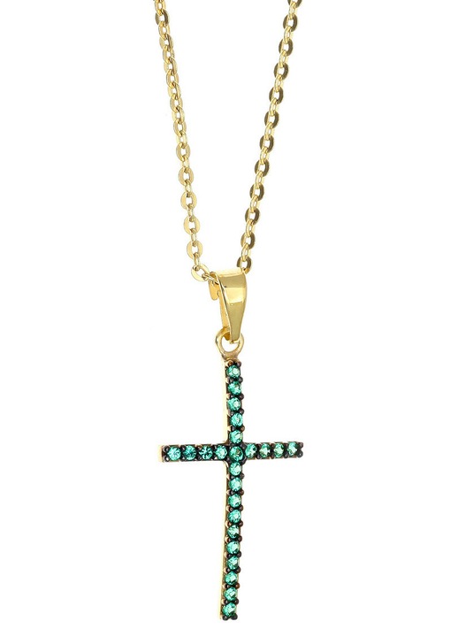 Colier din aur de 14 karate cu pietre zircon, auriu