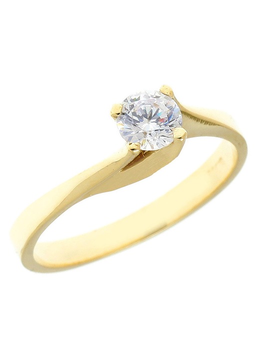 Inel de dama Chryso 14 carate cu piatra Zircon, auriu