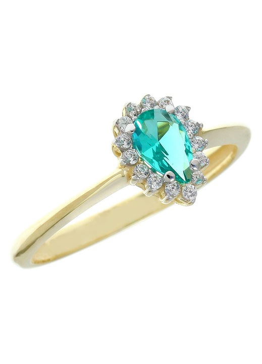 Inel dama, 14 carate, cu Zircon, auriu