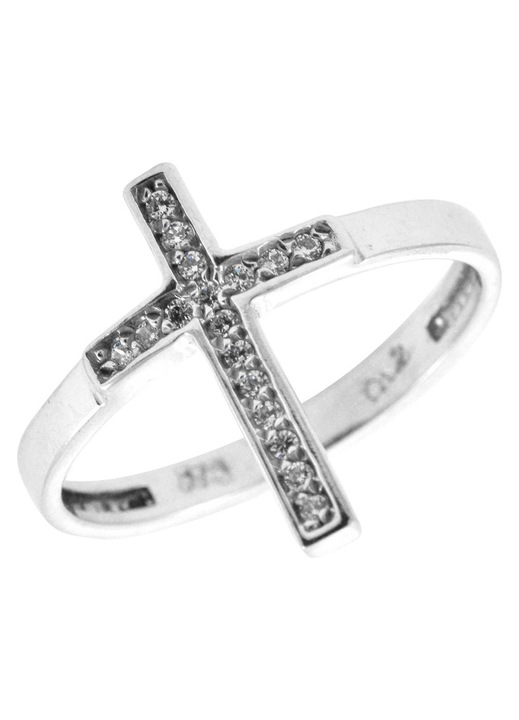 Inel de dama, aur 9k, cu pietre Zircon