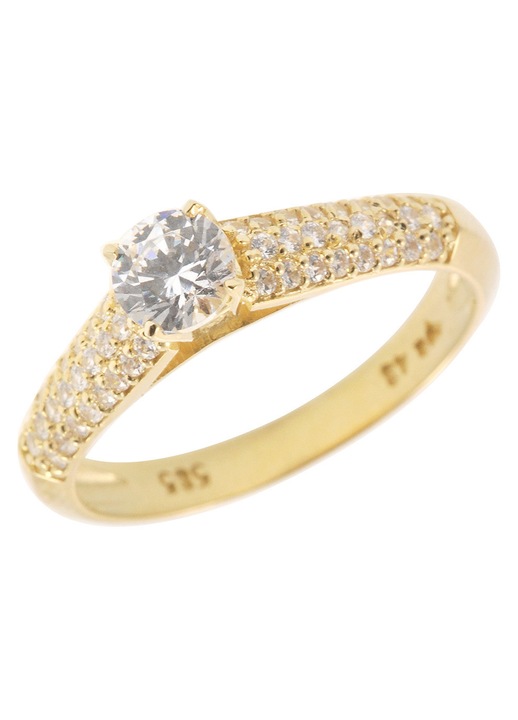 Inel dama, 14 carate, cu Zircon, auriu