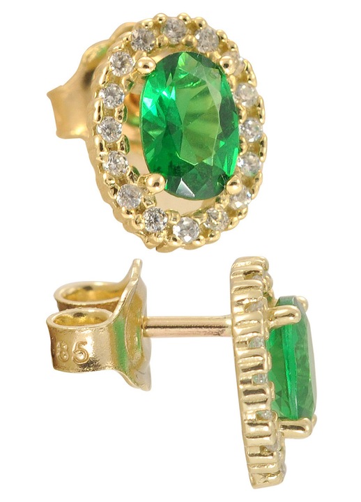 Cercei dama 14 karatia cu pietre Zircon, set