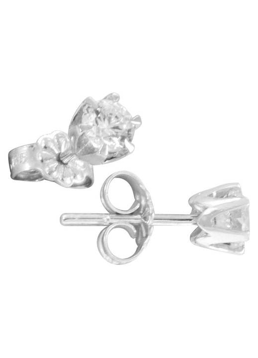 Cercei din aur alb de 14 karate, piatra zirconiu, model GO11104