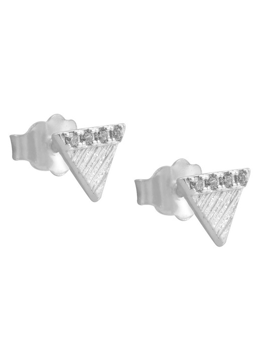 Cercei dama, aur alb de 14 karate, model triunghi, GO14339