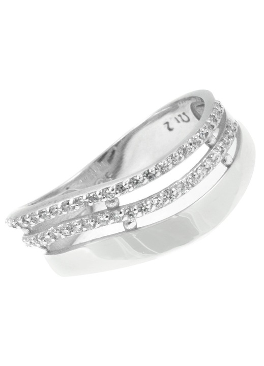 Inel dama, aur alb 14 karate cu zirconii, GO09954