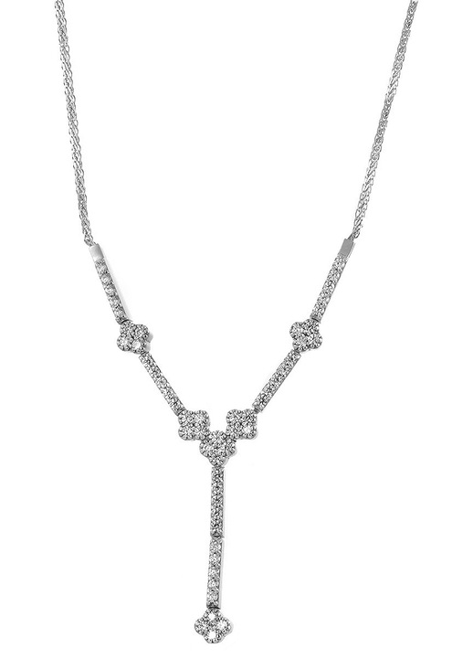 Colier dama, aur alb 14 karate cu zirconii, GO03895