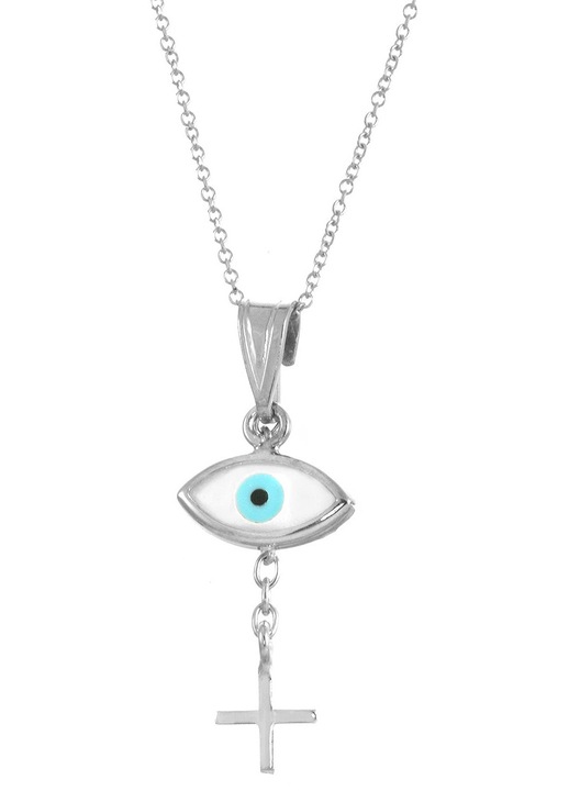 Lant cu pandantiv din aur alb, 14 karate, GO03981