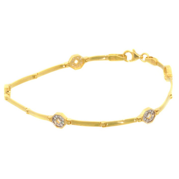 Bratara dama, aur 14 karate, cu pietre Zircon, aurie