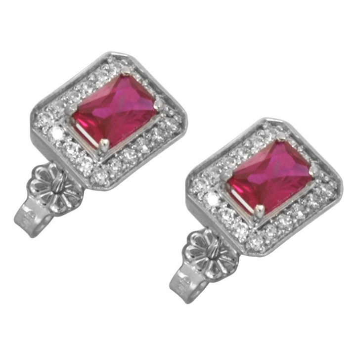 Cercei dama, aur 14k, cu pietre Zircon si sintetic