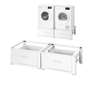 Suporturi pentru mașina de spălat și uscător, cu sertare, înălțime 29 cm, capacitate 150 kg, alb, set 2 bucăți