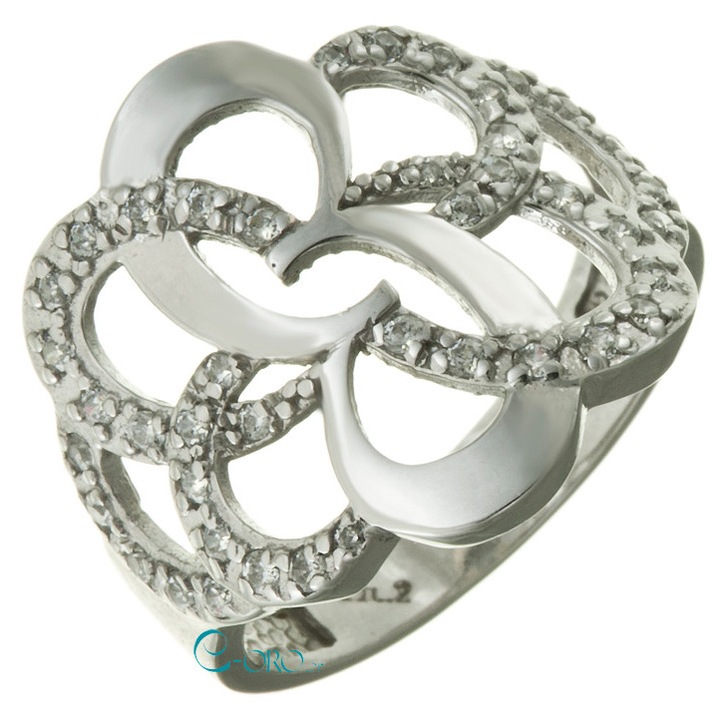 Inel de dama, aur 14k, cu pietre Zircon