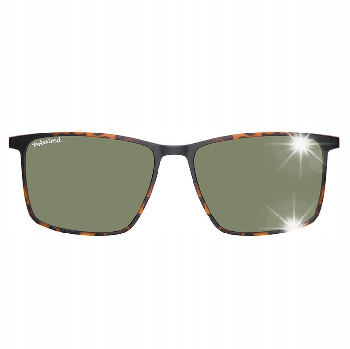 Магнитна поляризираща приставка за очила SUNOPTIC TRC196, цвят пантера, зелени лещи, пълен комплект с калъф