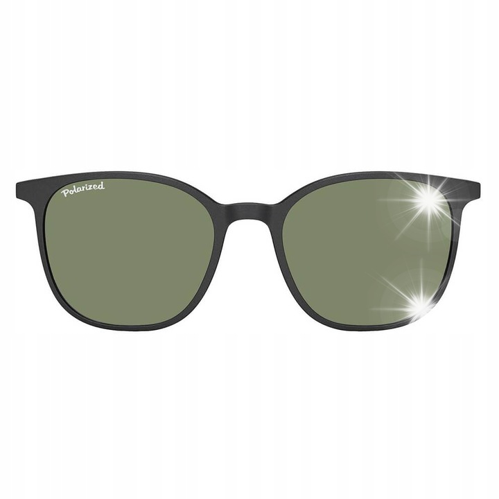 Магнитна поляризираща приставка за очила SUNOPTIC TRC194, черна, със зелени лещи, пълен комплект с калъф