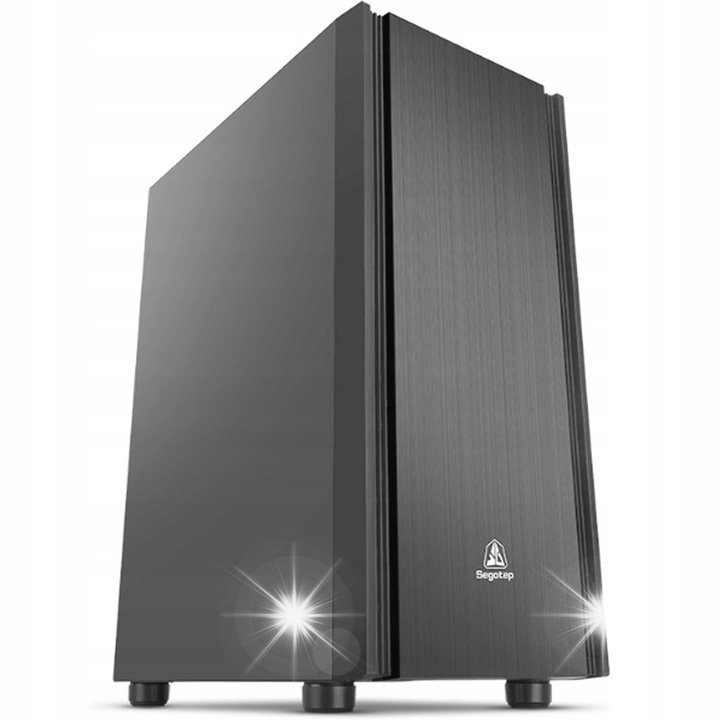 Carcasa Mini Tower Logic Atos, sticla securizata, ventilatoare ARGB, neagra, 340x200x385mm