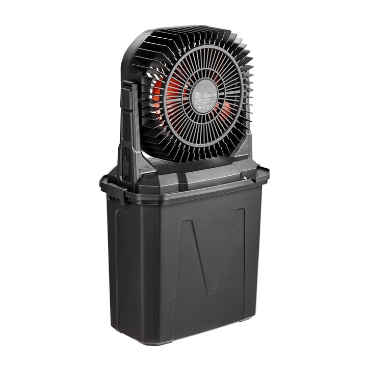 Ventilator cu nebulizare/pulverizare apa, Portabil, Motor >2700 RPM, Rezervor de apa 9 L, Baterie 10000 mAh, 4 trepte de viteza, Pentru interior/exterior