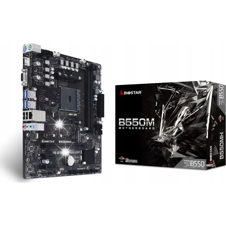 Alaplap Biostar B550, Micro ATX, 64GB, PCI-E 4.0, 6x USB, 7.1 audio