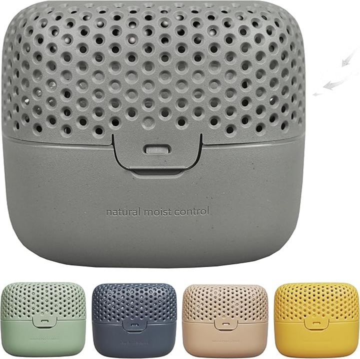 Dezumidificator AbsoDry Duo Family – fara electricitate, pentru o calitate optima a aerului, pentru incaperi precum subsol, baie sau dormitor, previne mucegaiul, culoare gri