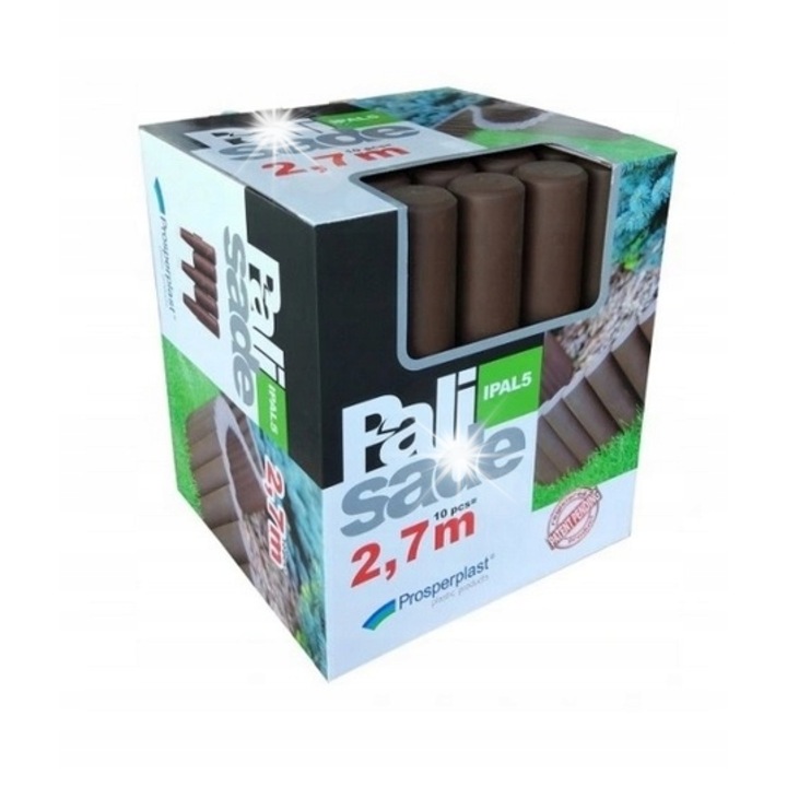 Градинска ограда PROSPERPLAST, комплект 10 бр., 2,7м, 22,8см височина, цвят: кафяв