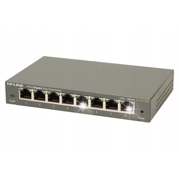 TP-LINK TL-SG108E 8 portos Gigabit switch, fémházas, egyszerűsített menedzsment, 158x101x25mm