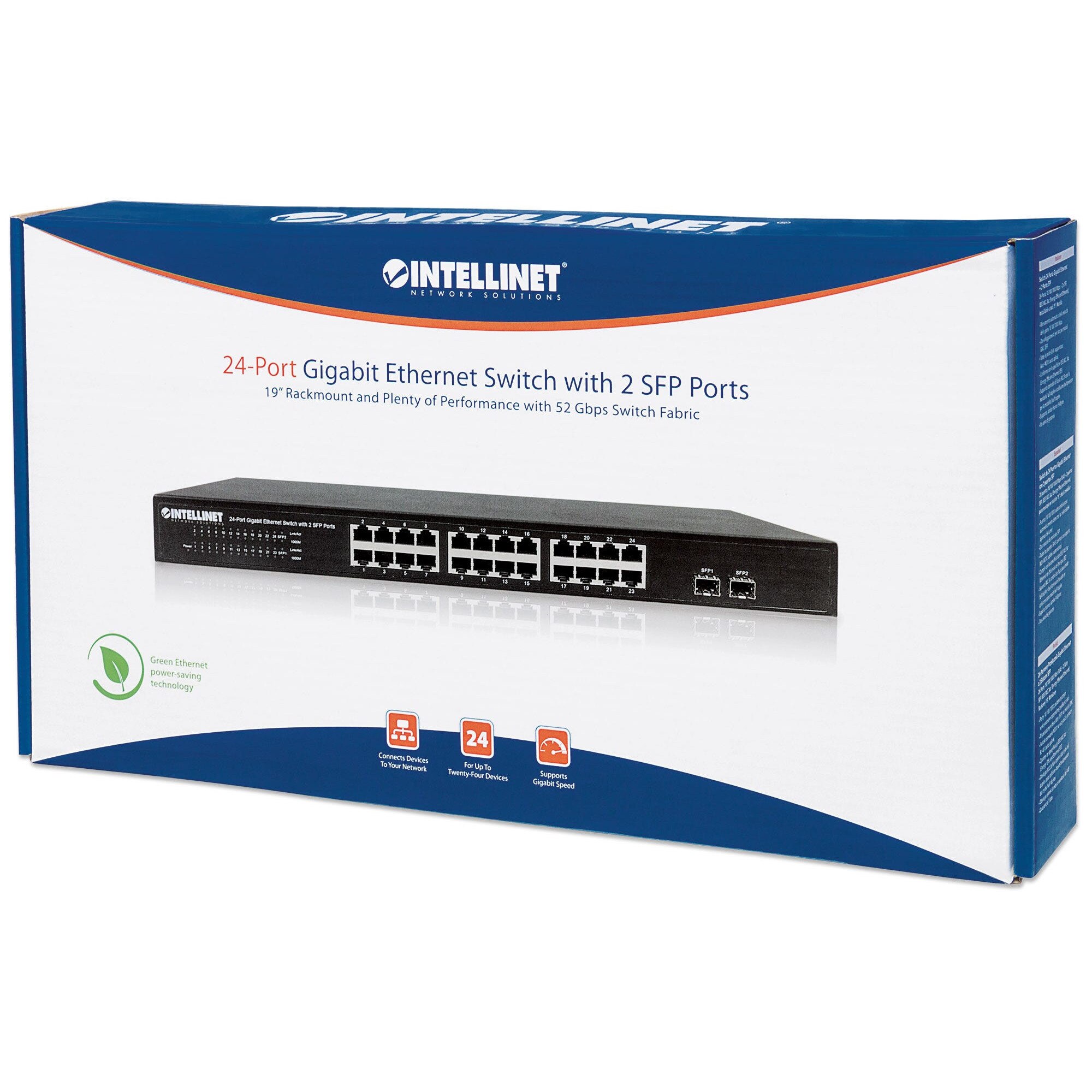 2 Mbps Switch Switch 24 porturi 10/100/1000 Mbps + 2 SFP, montat in rack 1U, 44x20 ...