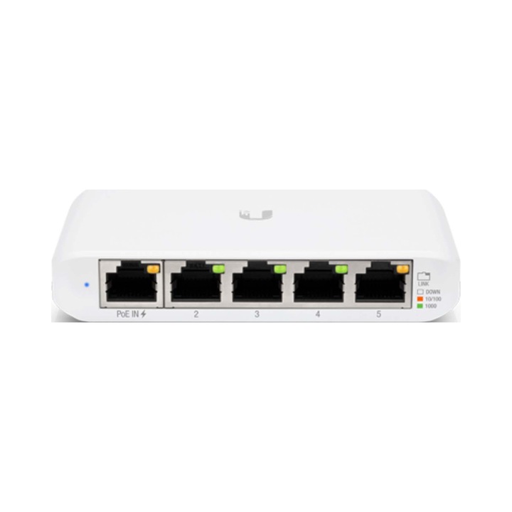 Ubiquiti USW-Flex-Mini switch, 5 portos Gigabit Ethernet, fekete, 107x70x21mm