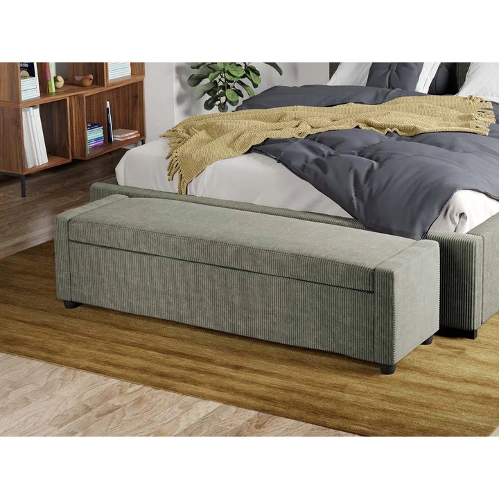 Bancuta Tapitata Space, Vernil/Poso 47, L 140 x A 35 x H 39 cm cu Spatiul de depozitare