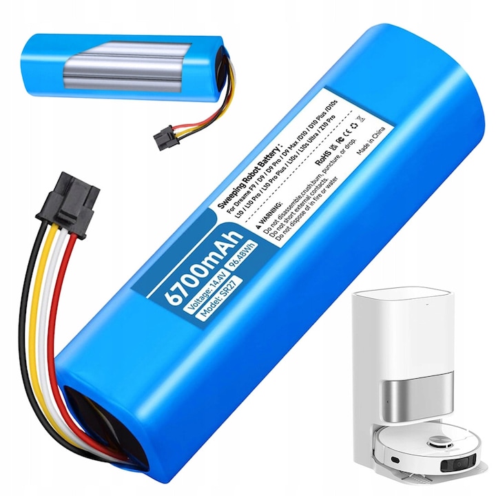 Батерия за прахосмукачка, Bedee, 14.4V, 6700mAh, съвместима с Xiaomi Mi S5/S6/S7/Q7, Xiaomi Roborock S50/S55, Dreame D9 /D10/L10/X20, синя