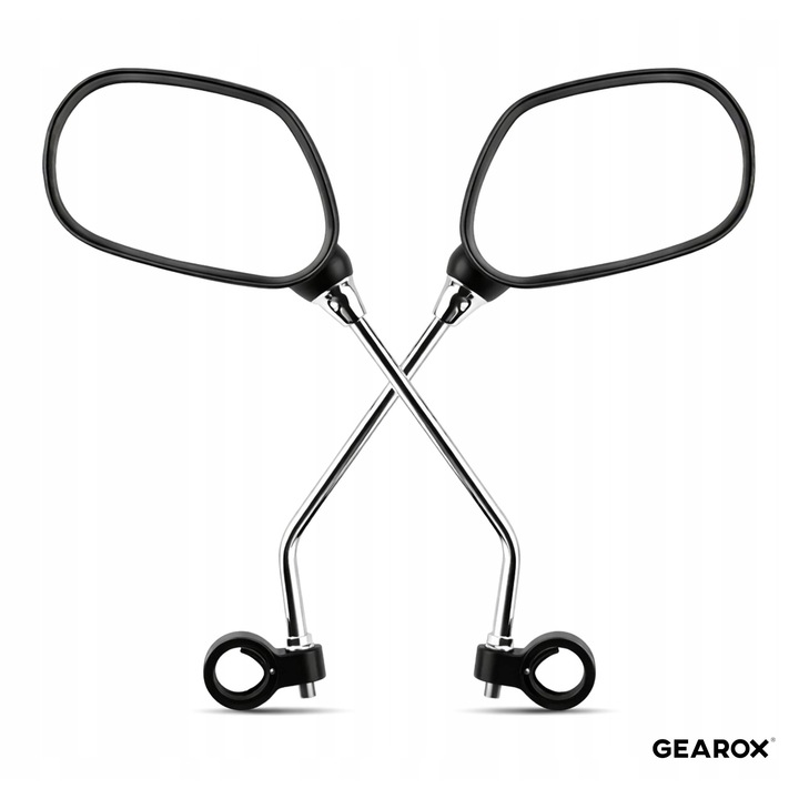 Oglinzi retrovizoare pentru bicicleta, Gearox, Set de 2, 11cm x 7.5cm, Pivotante, Cu reflector, Negre, Setul include: 2 oglinzi (stanga si dreapta), Material: plastic, Nou, Original, Uz