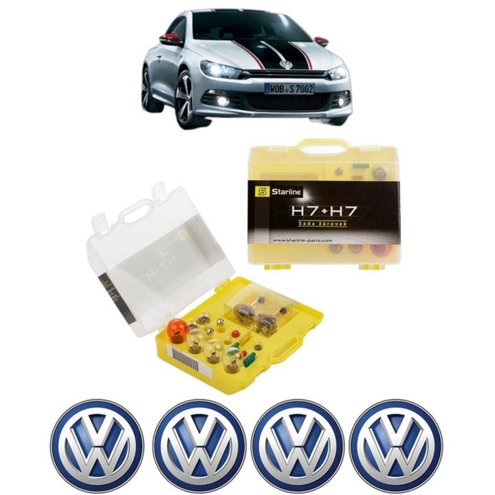 Kit trusa Set becuri H7 compatibila cu Volkswagen SCIROCCO Van (137) din 2008-2014, bec far, semnalizare, pozitie, iluminare numar, frana, plafoniera, stop frana