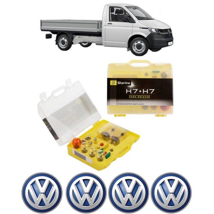 Kit trusa Set becuri H7 compatibila cu Volkswagen TRANSPORTER T6 Platform/Chassis (SFD, SFE, SFL, SFZ, SJD, SJ din 2015-2024, bec far, semnalizare, pozitie, iluminare numar, frana, plafoniera, stop frana