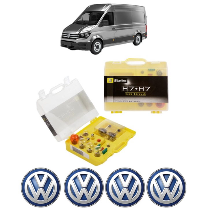 Kit trusa Set becuri H7 compatibila cu Volkswagen CRAFTER Van (SY_, SX_) din 2016-2024, bec far, semnalizare, pozitie, iluminare numar, frana, plafoniera, stop frana