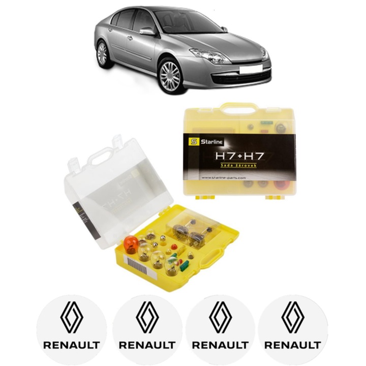 Kit trusa Set becuri H7 compatibila cu RENAULT LAGUNA III (BT0/1) din 2007-2015, bec far, semnalizare, pozitie, iluminare numar, frana, plafoniera, stop frana