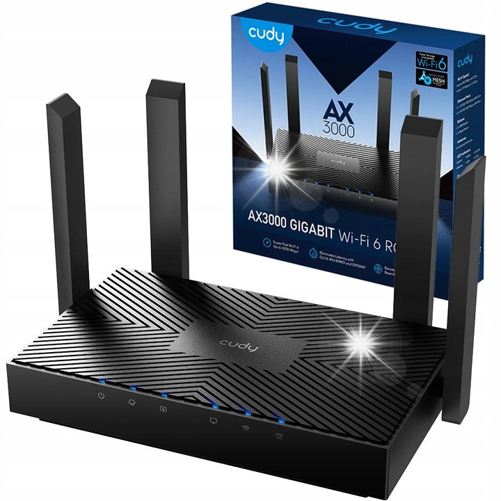 Router Wi-Fi AX3000 Cudy GIGABIT DUALBAND MESH, 4 külső antenna, 180x107x35mm, 2402Mbps/574Mbps