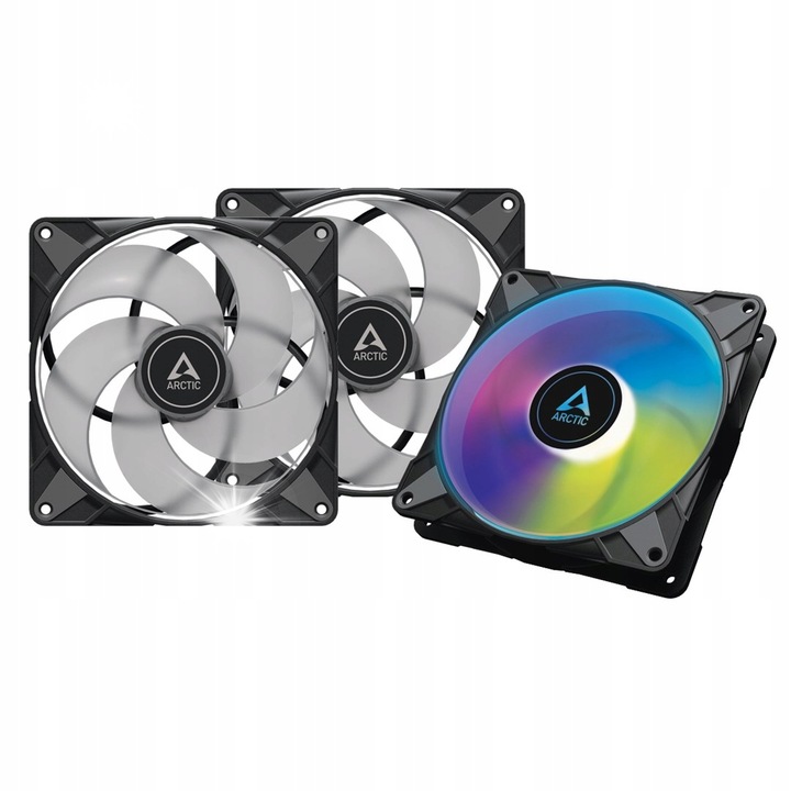 ARCTIC P14 PWM PST A-RGB 140mm ventilátor készlet, 3 darab, fekete, LED világítás