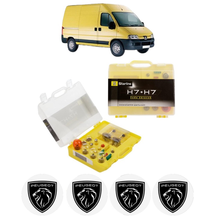 Kit trusa Set becuri H7 compatibila cu PEUGEOT BOXER Van din 2006-2020, bec far, semnalizare, pozitie, iluminare numar, frana, plafoniera, stop frana