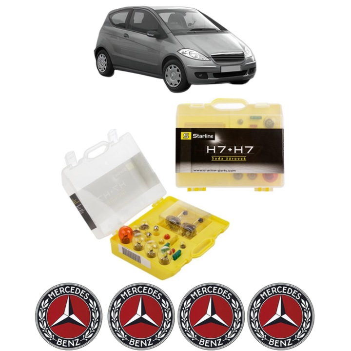 Kit trusa Set becuri H7 compatibila cu MERCEDES-BENZ A-CLASS (W169) din 2004-2012, bec far, semnalizare, pozitie, iluminare numar, frana, plafoniera, stop frana