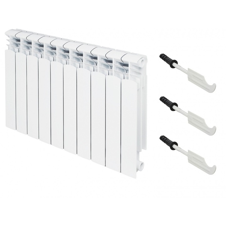 Calorifer aluminiu KFA G500F, 10 zeberek, alb, 572x804x90mm