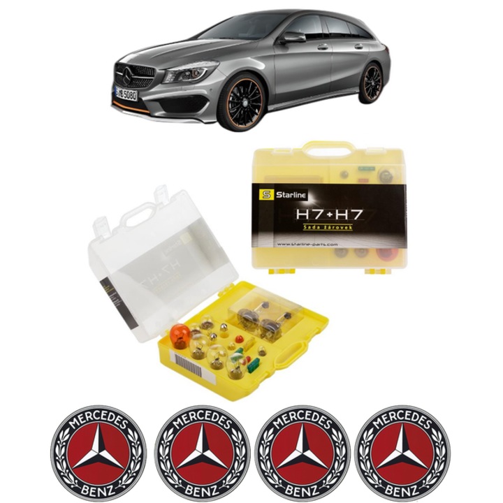 Kit trusa Set becuri H7 compatibila cu MERCEDES-BENZ CLA Shooting Brake (X117) din 2015-2019, bec far, semnalizare, pozitie, iluminare numar, frana, plafoniera, stop frana