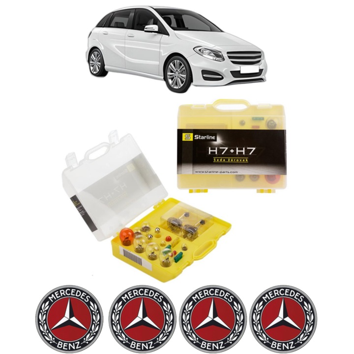 Kit trusa Set becuri H7 compatibila cu MERCEDES-BENZ B-CLASS Sports Tourer (W246, W242) din 2011-2018, bec far, semnalizare, pozitie, iluminare numar, frana, plafoniera, stop frana