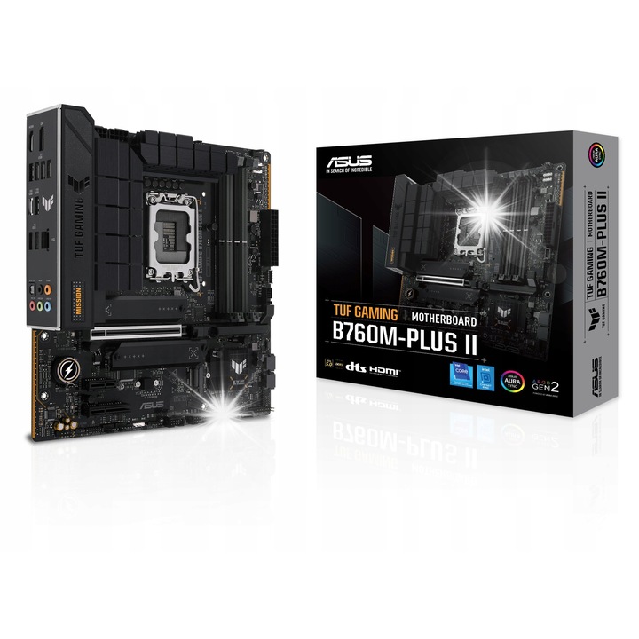ASUS TUF Gaming B760M-PLUS II alaplap, Intel B760 LGA 1700 mATX, PCIe 5.0, 2.5Gb Ethernet, fekete