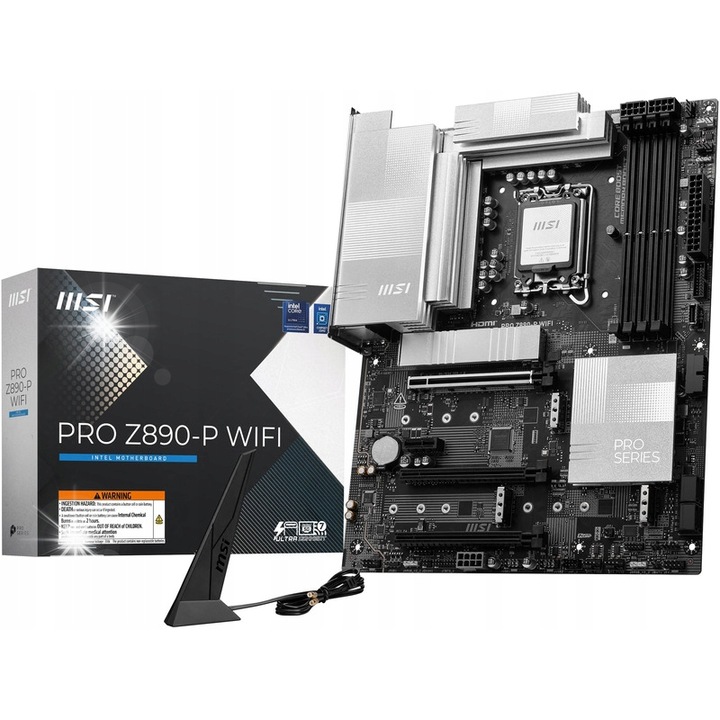 Placa de baza MSI PRO Z890-P Wi-Fi, DDR5, 256GB, ATX, Culoare: Negru-Alb