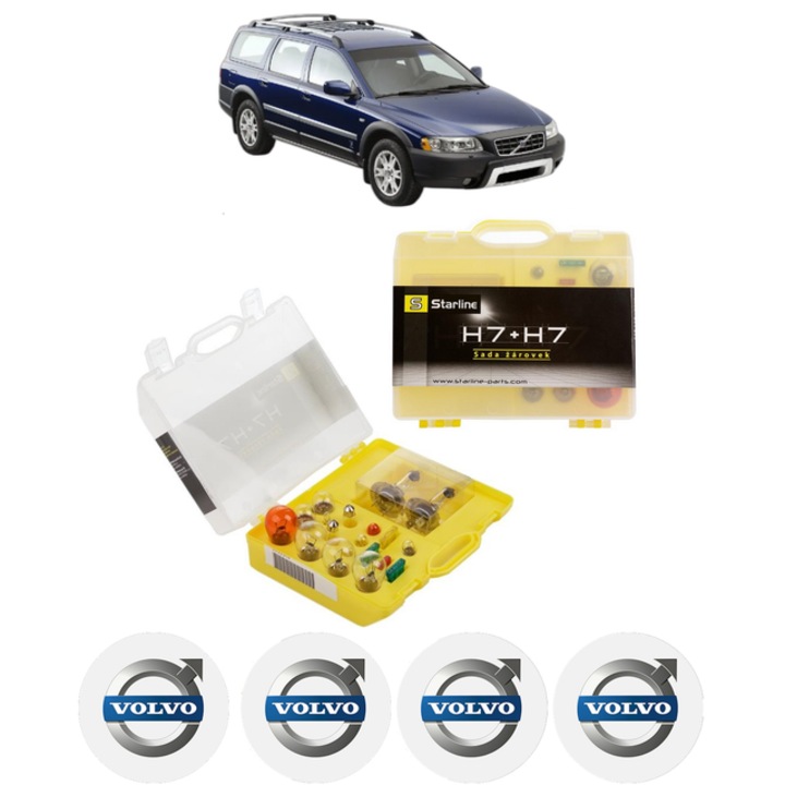 Kit trusa Set becuri H7 compatibila cu VOLVO XC70 II (136) din 2007-2016, bec far, semnalizare, pozitie, iluminare numar, frana, plafoniera, stop frana