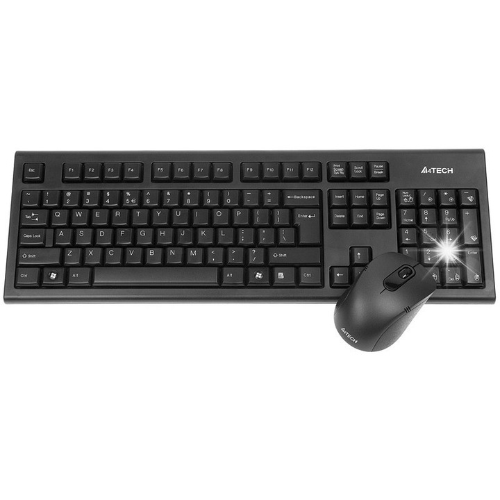 Set tastatura + mouse A4 Tech A4TKLA41220, wireless, 2000 dpi, negru