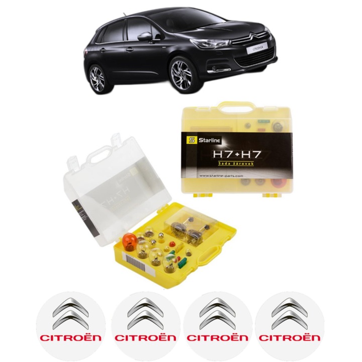 Kit trusa Set becuri H7 compatibila cu CITROEN C4 II Saloon (NC_) din 2013, bec far, semnalizare, pozitie, iluminare numar, frana, plafoniera, stop frana