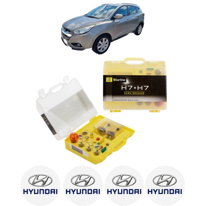 Kit trusa Set becuri H7 compatibila cu HYUNDAI ix35 Van din 2009-2015, bec far, semnalizare, pozitie, iluminare numar, frana, plafoniera, stop frana
