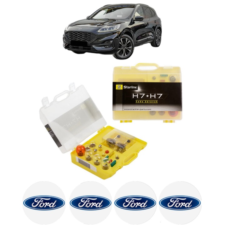 Kit trusa Set becuri H7 compatibila cu FORD KUGA III (DFK) din 2019-2024, bec far, semnalizare, pozitie, iluminare numar, frana, plafoniera, stop frana