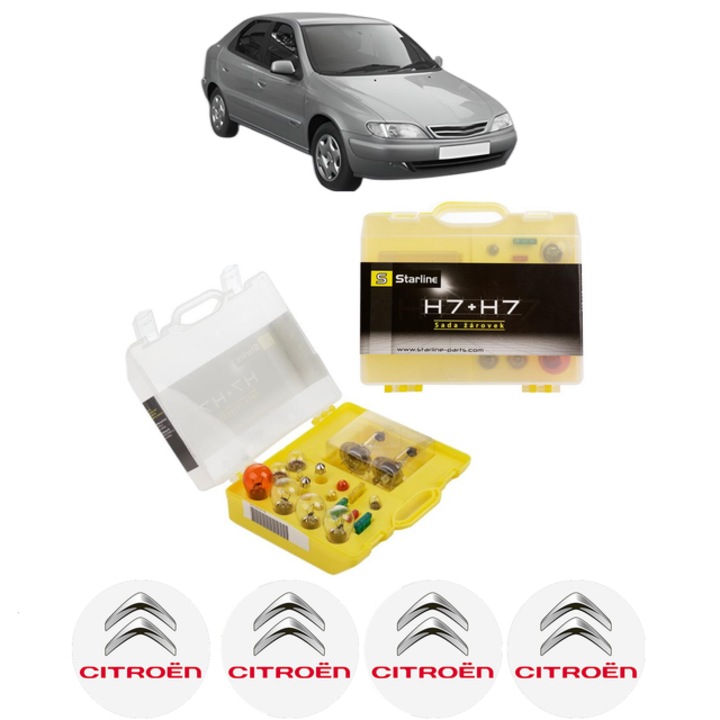 Kit trusa Set becuri H7 compatibila cu CITROEN XSARA (N1) din 1997-2005, bec far, semnalizare, pozitie, iluminare numar, frana, plafoniera, stop frana