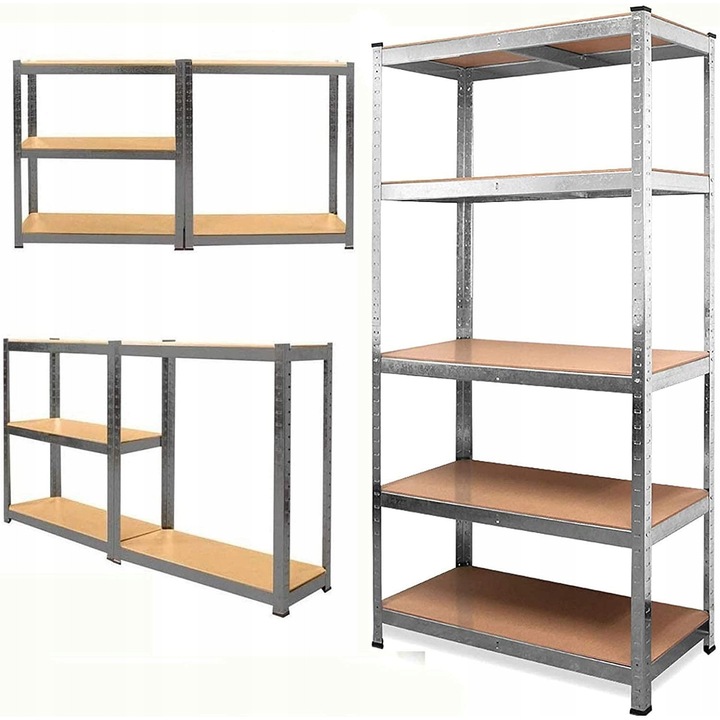 Raft metalic 5 niveluri, 180x90x40cm, capacitate 875kg, reglabil, minimalist