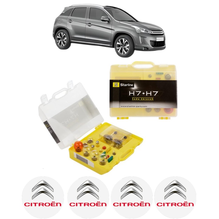 Kit trusa Set becuri H7 compatibila cu CITROEN C4 AIRCROSS din 2012, bec far, semnalizare, pozitie, iluminare numar, frana, plafoniera, stop frana