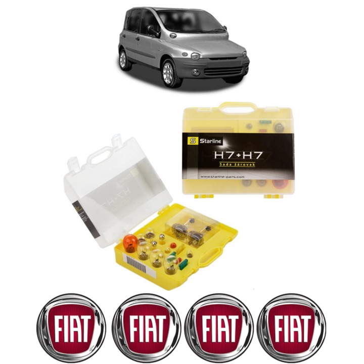 Kit trusa Set becuri H7 compatibila cu FIAT MULTIPLA (186_) din 1999-2010, bec far, semnalizare, pozitie, iluminare numar, frana, plafoniera, stop frana